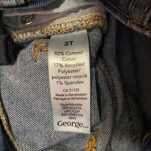 George Toddler Boys/Girls Blue Denim Jeans Size 3T Adjustable Waist Straight Leg - Picture 7 of 7